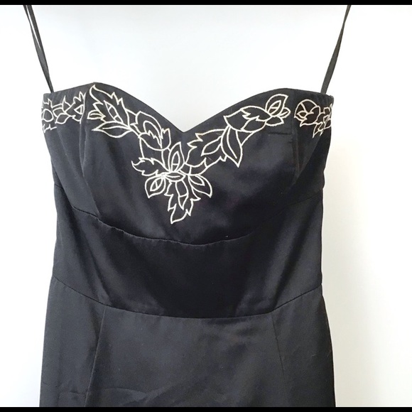 WHBM Strapless Black Embroidered Cocktail Dress - Picture 3 of 5